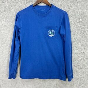 Southern Tide Blue Graphic Boats Long Sleeve Shirt Mens‎ XS Fisherman Preppy